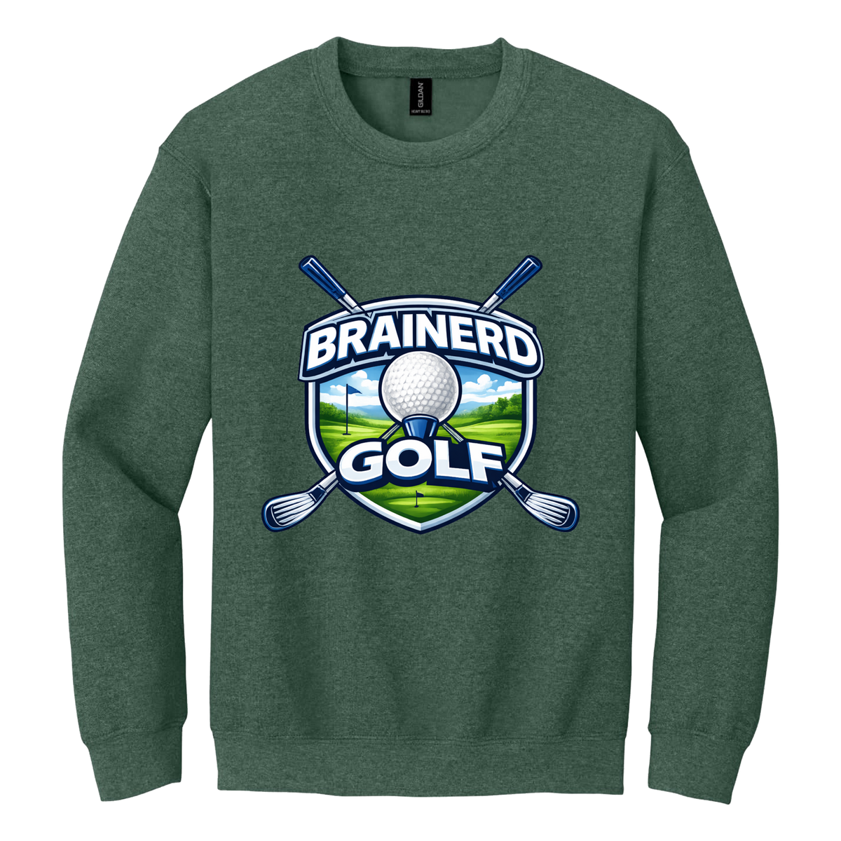 Brainerd Golf Apparel — green adult-crewneck front