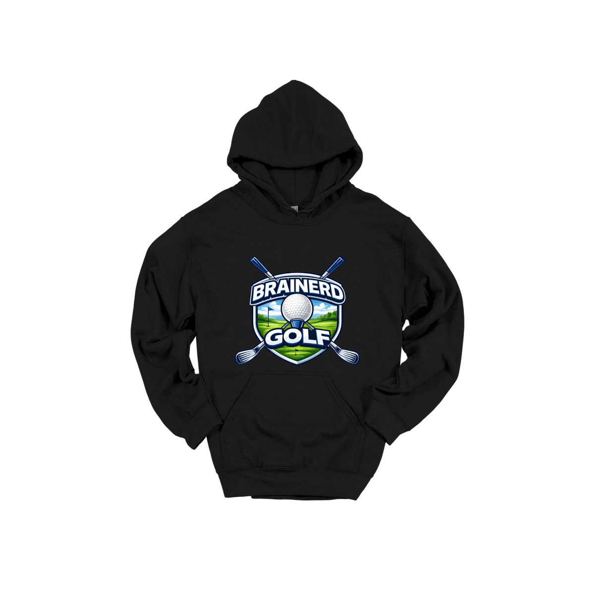 Brainerd Golf Apparel — black adult-hoodie front