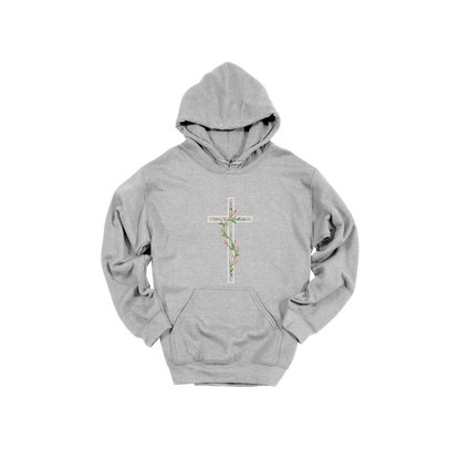 Floral Cross Apparel — gray adult-hoodie front