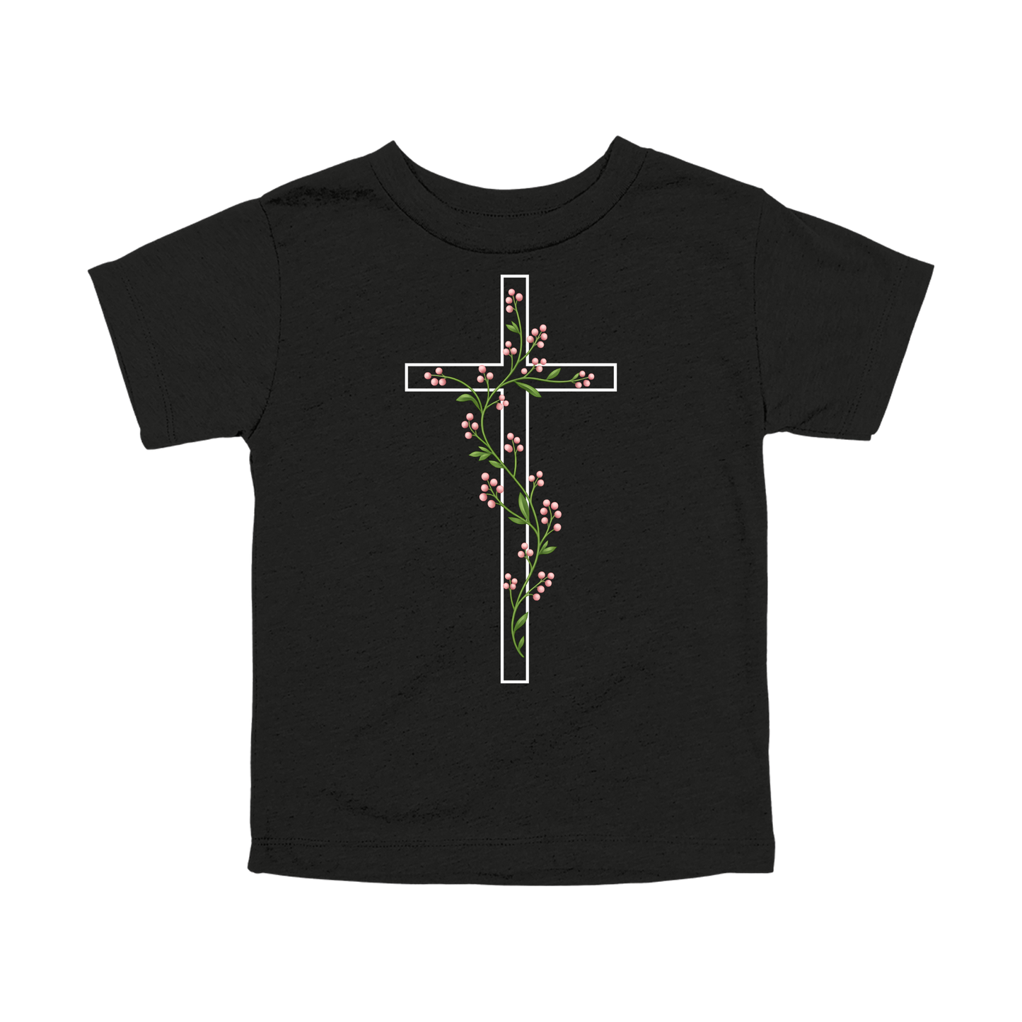 Floral Cross Apparel — black toddler-tee front
