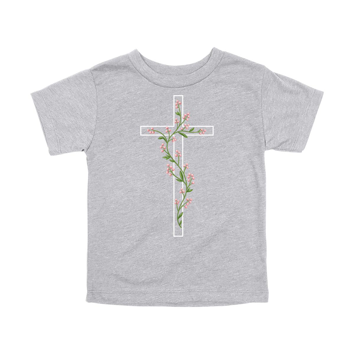 Floral Cross Apparel — gray toddler-tee front