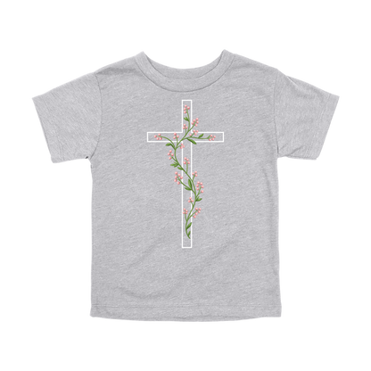 Floral Cross Apparel — gray toddler-tee front