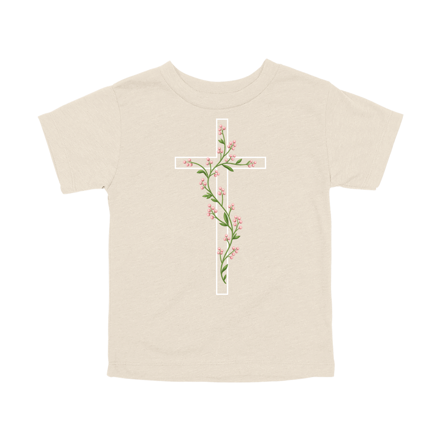 Floral Cross Apparel — tan toddler-tee front