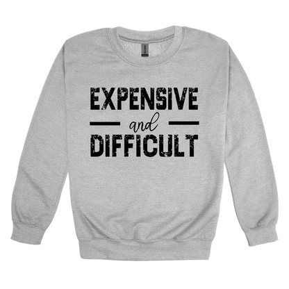 Expensive and Difficult Apparel — gray adult-crewneck front