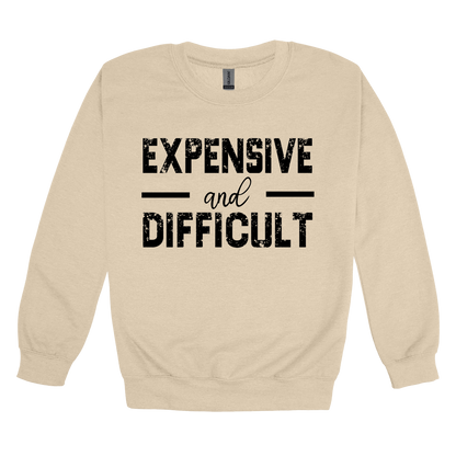 Expensive and Difficult Apparel — tan adult-crewneck front