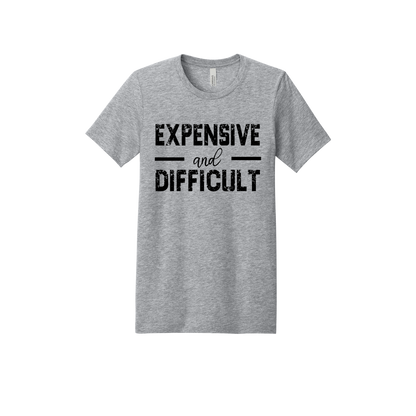 Expensive and Difficult Apparel — gray adult-tee front