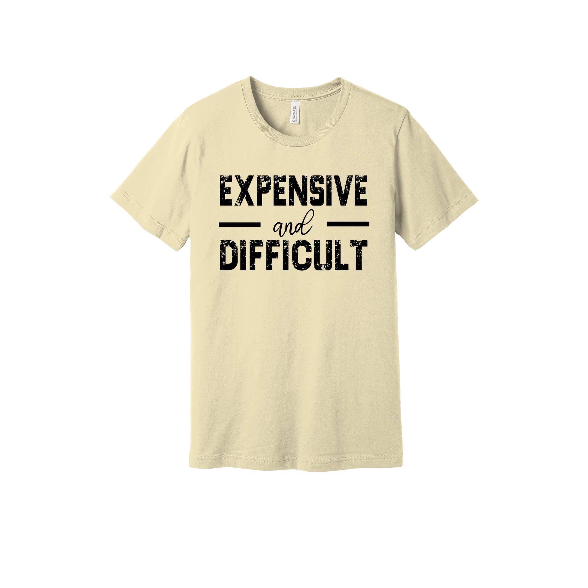Expensive and Difficult Apparel — tan adult-tee front
