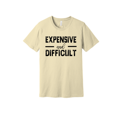 Expensive and Difficult Apparel — tan adult-tee front