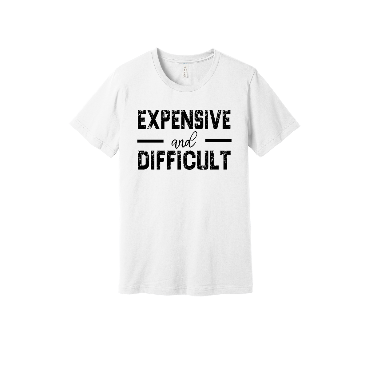Expensive and Difficult Apparel — white adult-tee front
