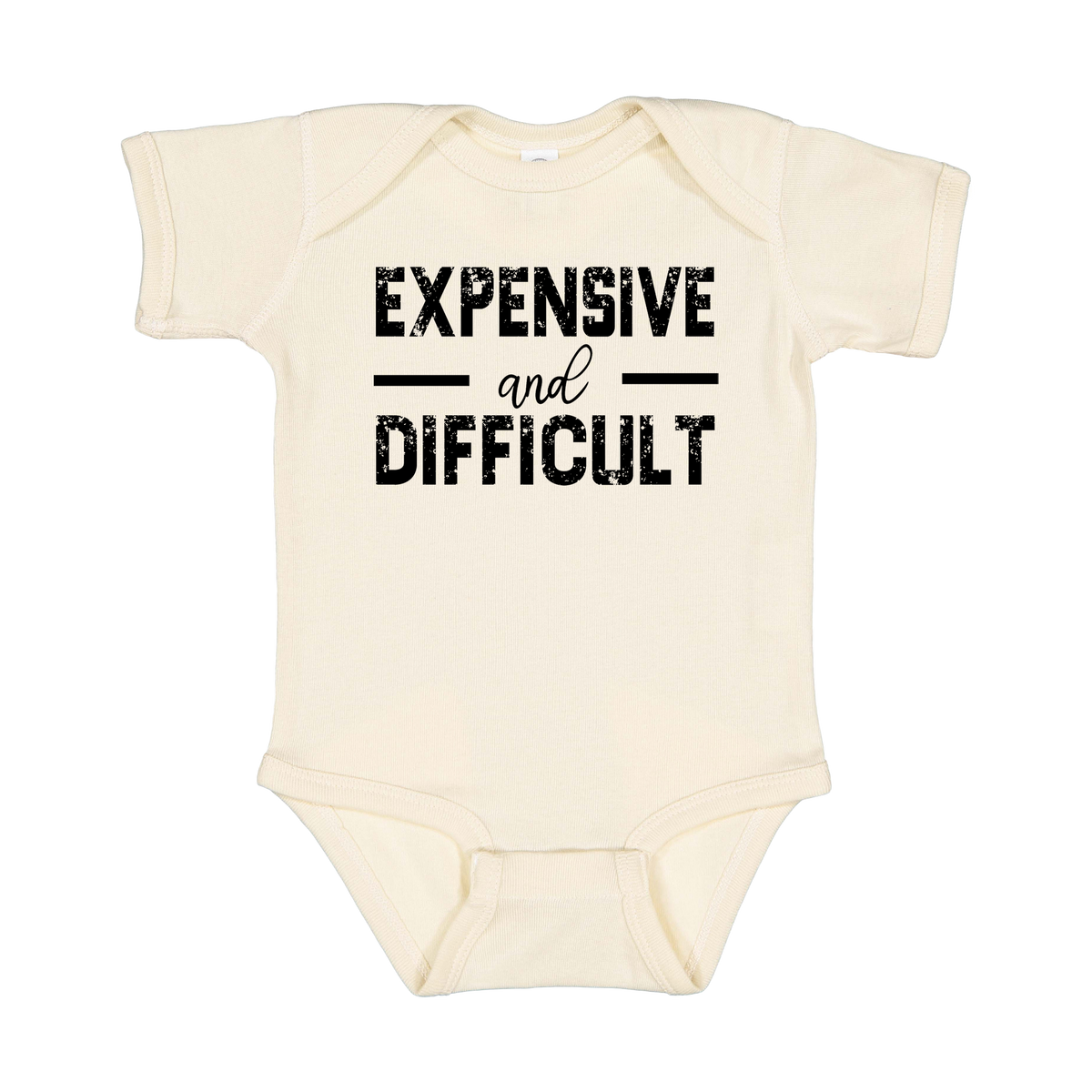 Expensive and Difficult Apparel — tan infant-onesie front