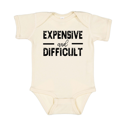 Expensive and Difficult Apparel — tan infant-onesie front