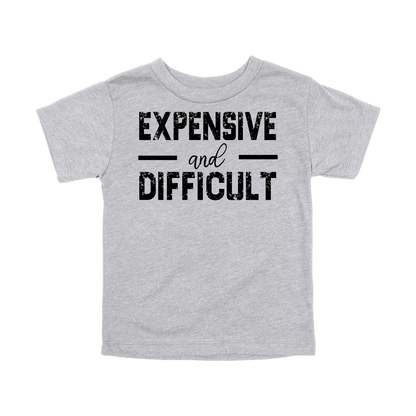 Expensive and Difficult Apparel — gray toddler-tee front