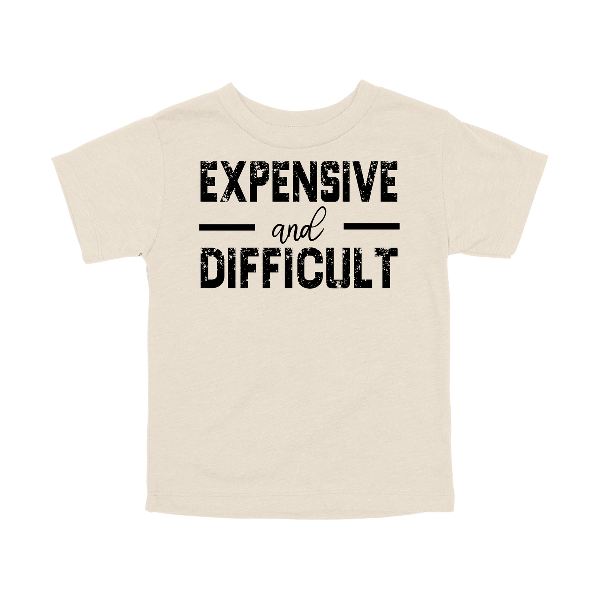 Expensive and Difficult Apparel — tan toddler-tee front