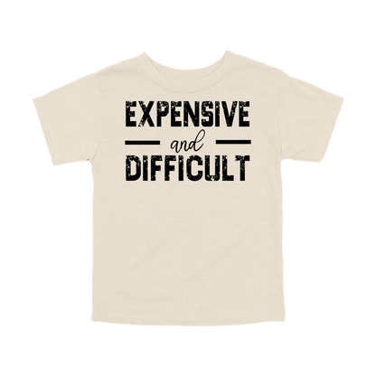 Expensive and Difficult Apparel — tan toddler-tee front
