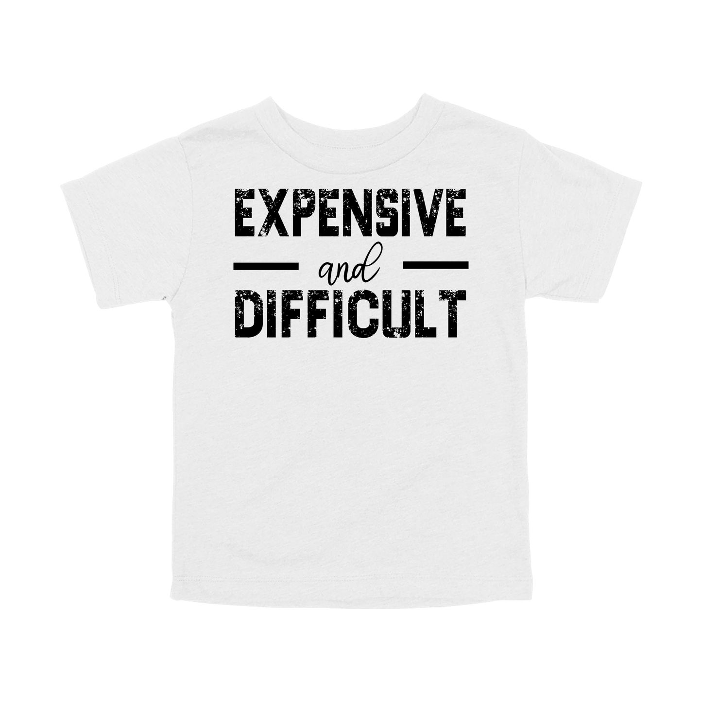Expensive and Difficult Apparel — white toddler-tee front