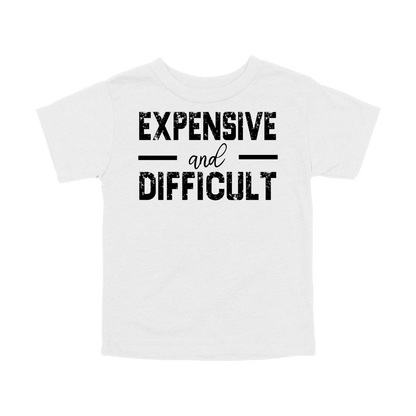Expensive and Difficult Apparel — white toddler-tee front