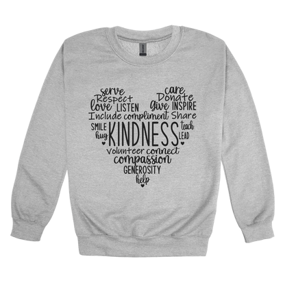 Kindness Heart Apparel — gray adult-crewneck front