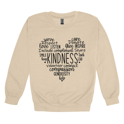 Kindness Heart Apparel — tan adult-crewneck front