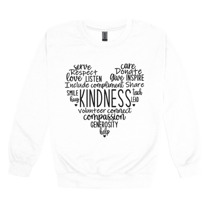 Kindness Heart Apparel — white adult-crewneck front