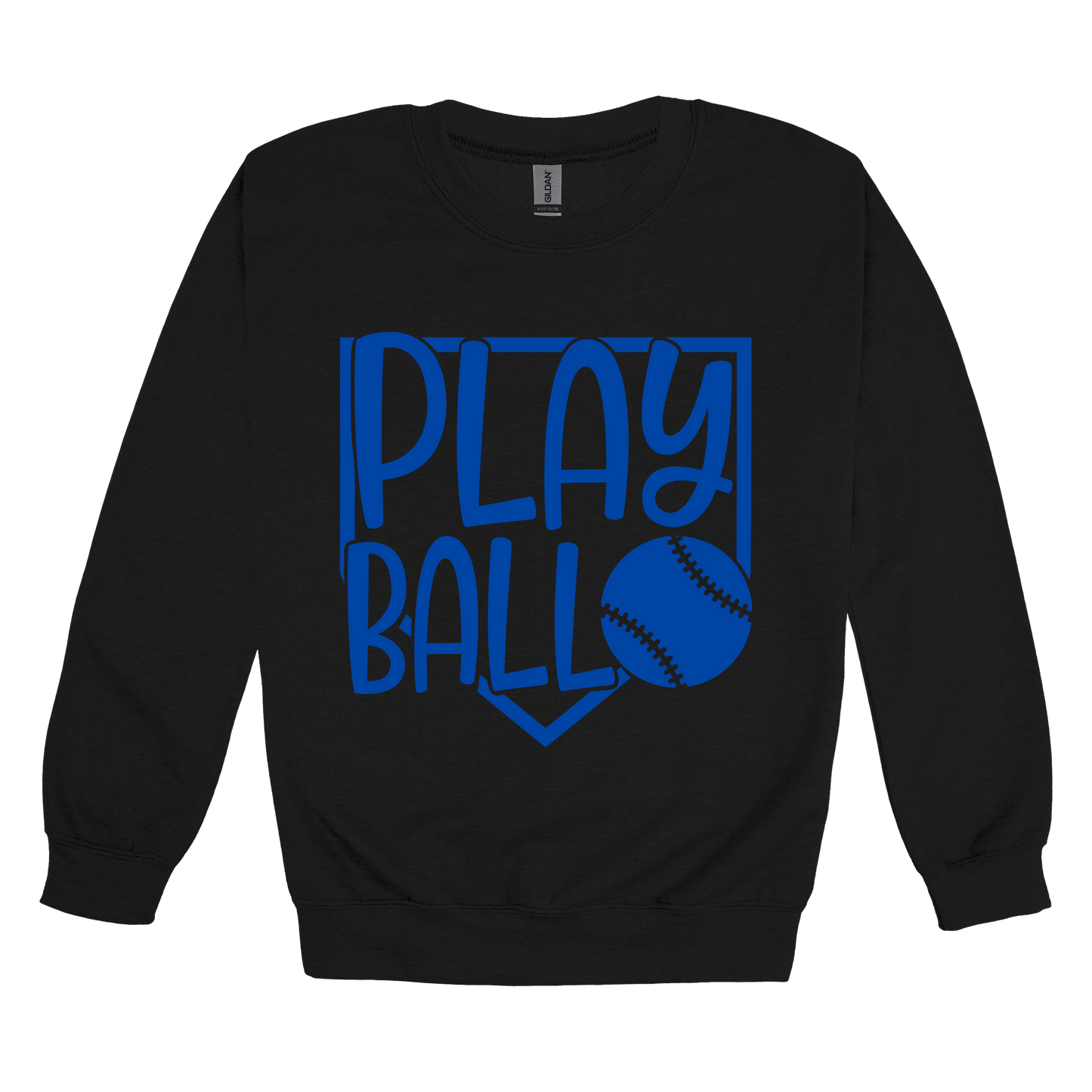 Play Ball Apparel — black adult-crewneck front