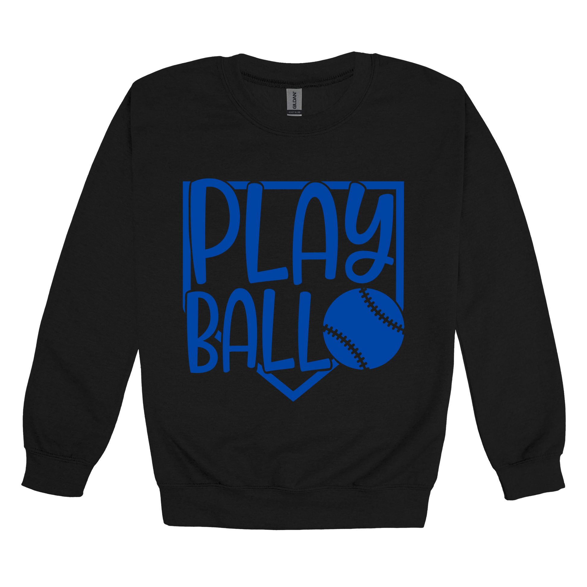 Play Ball Apparel — black adult-crewneck front