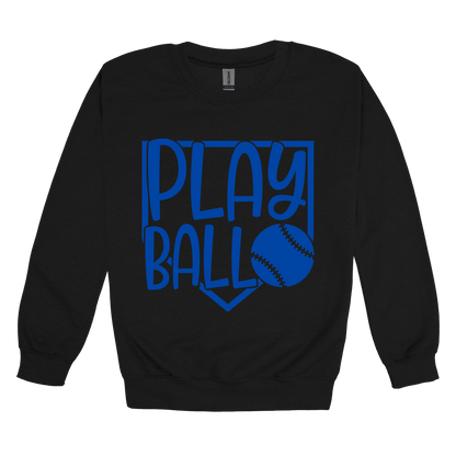 Play Ball Apparel — black adult-crewneck front