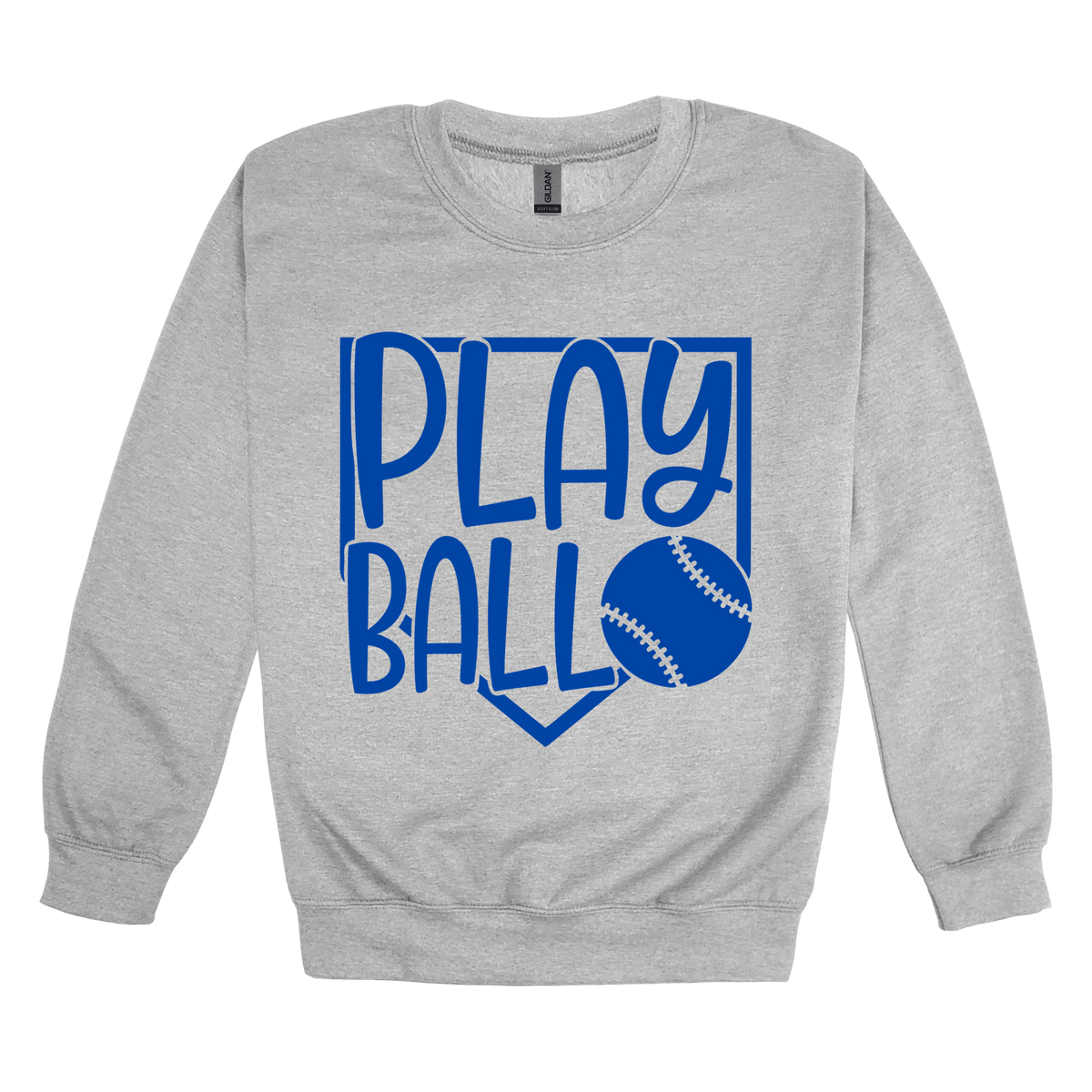 Play Ball Apparel — gray adult-crewneck front