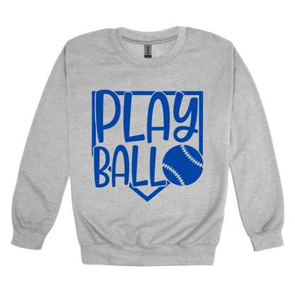 Play Ball Apparel — gray adult-crewneck front