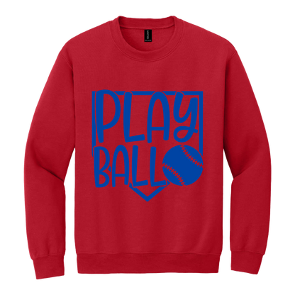 Play Ball Apparel — red adult-crewneck front