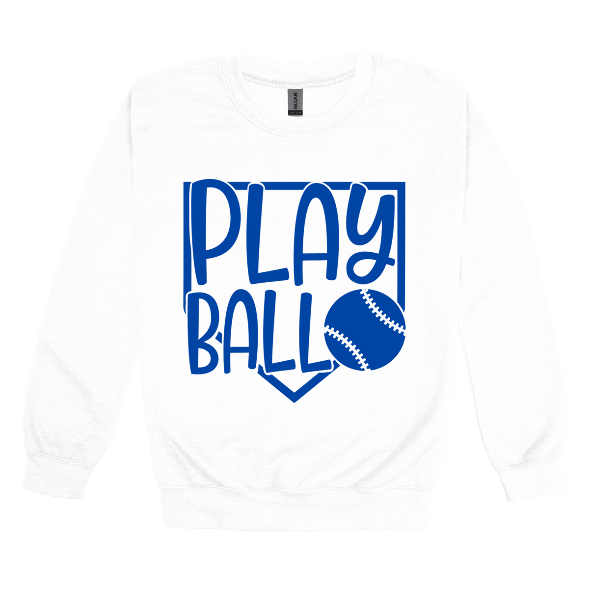 Play Ball Apparel — white adult-crewneck front