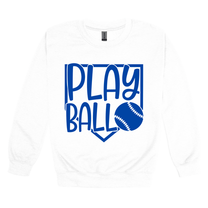 Play Ball Apparel — white adult-crewneck front