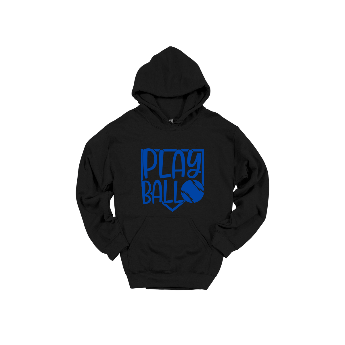 Play Ball Apparel — black adult-hoodie front