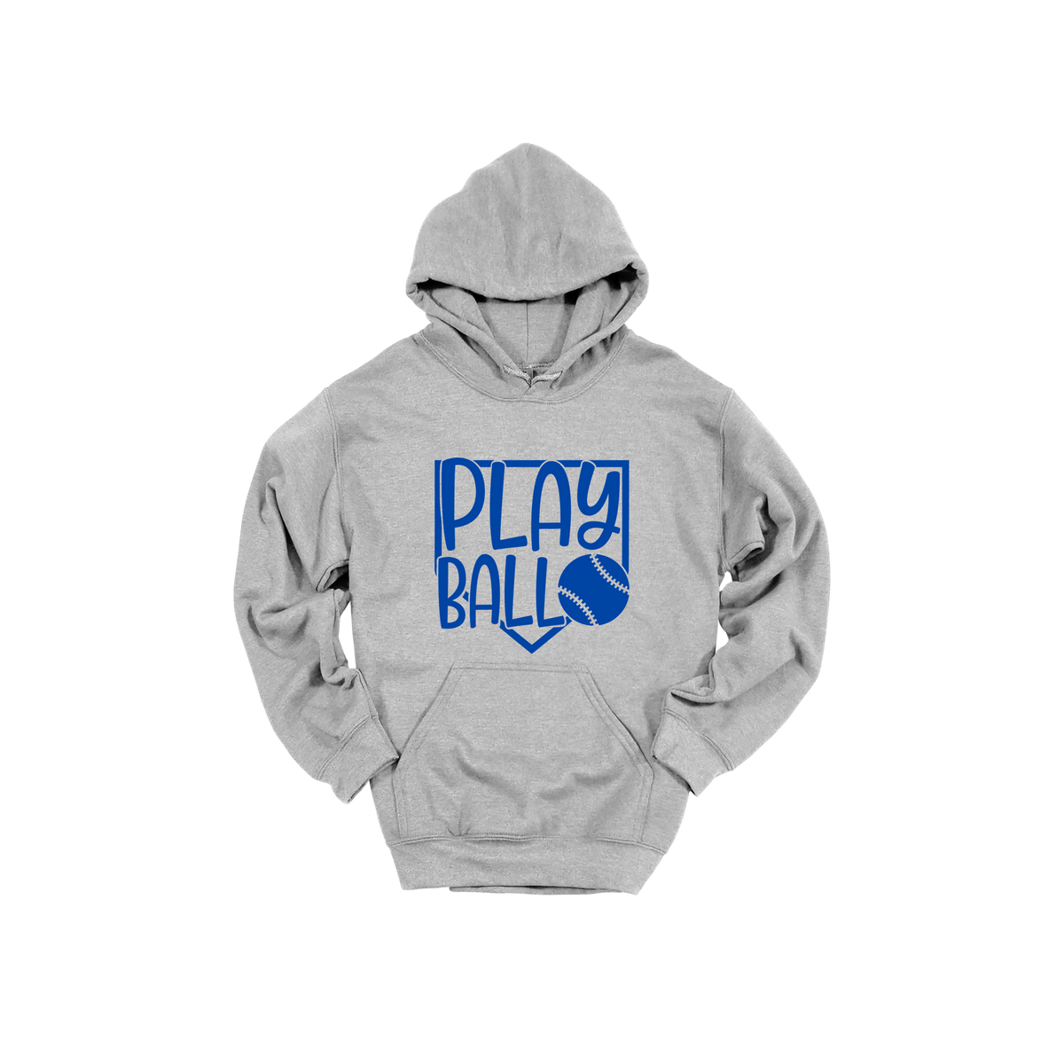 Play Ball Apparel — gray adult-hoodie front