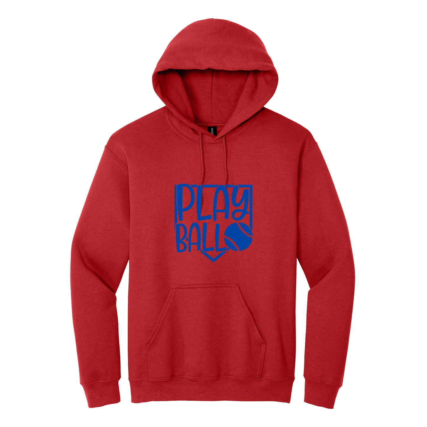 Play Ball Apparel — red adult-hoodie front