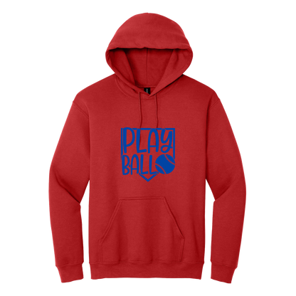 Play Ball Apparel — red adult-hoodie front