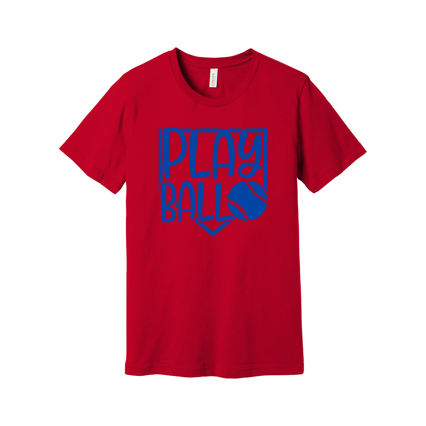 Play Ball Apparel — red adult-tee front