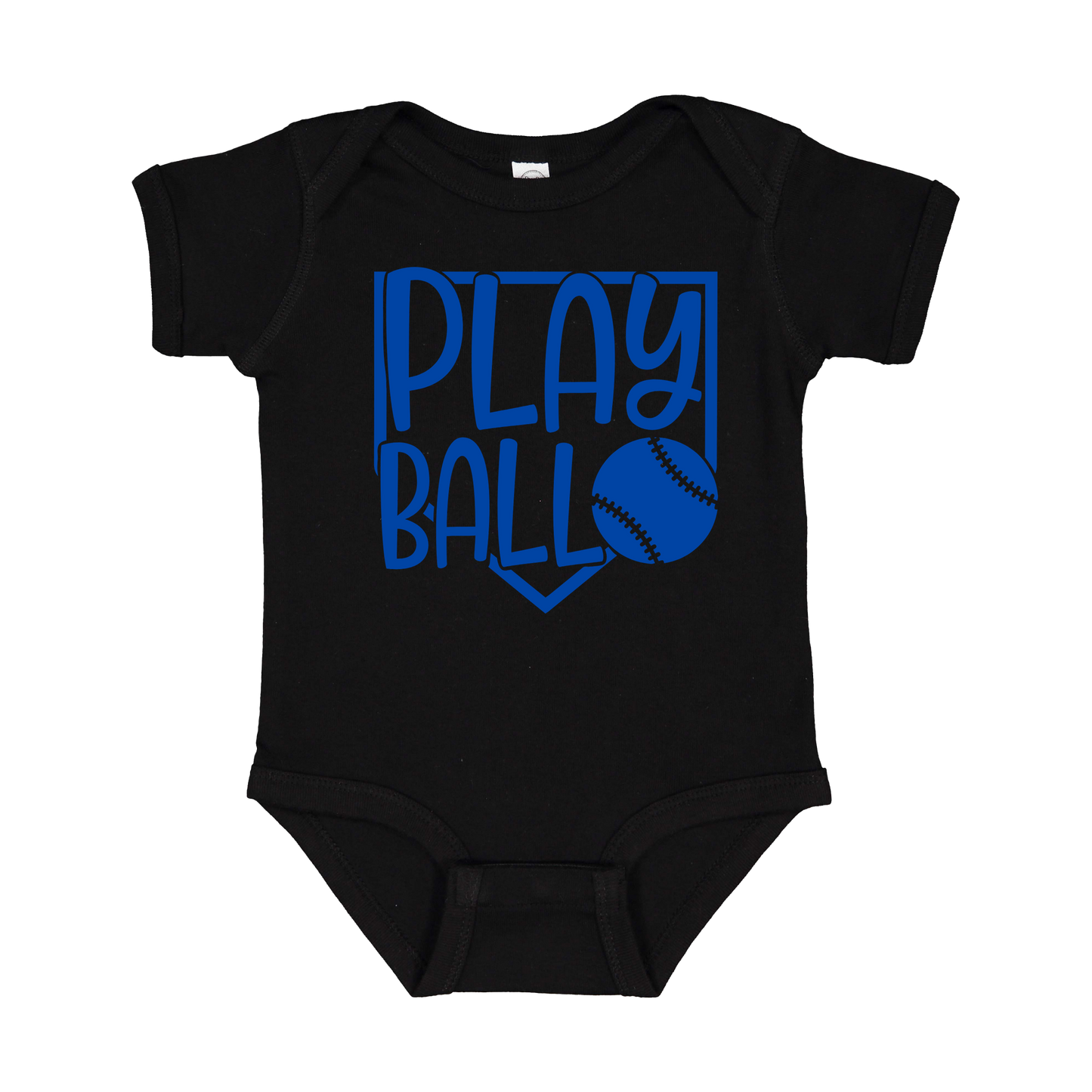 Play Ball Apparel — black infant-onesie front