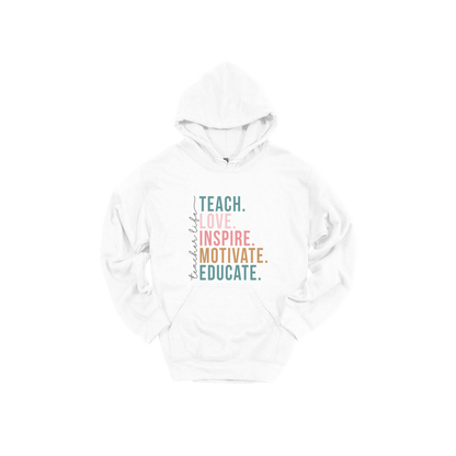 Teacher Life Apparel — white adult-hoodie front
