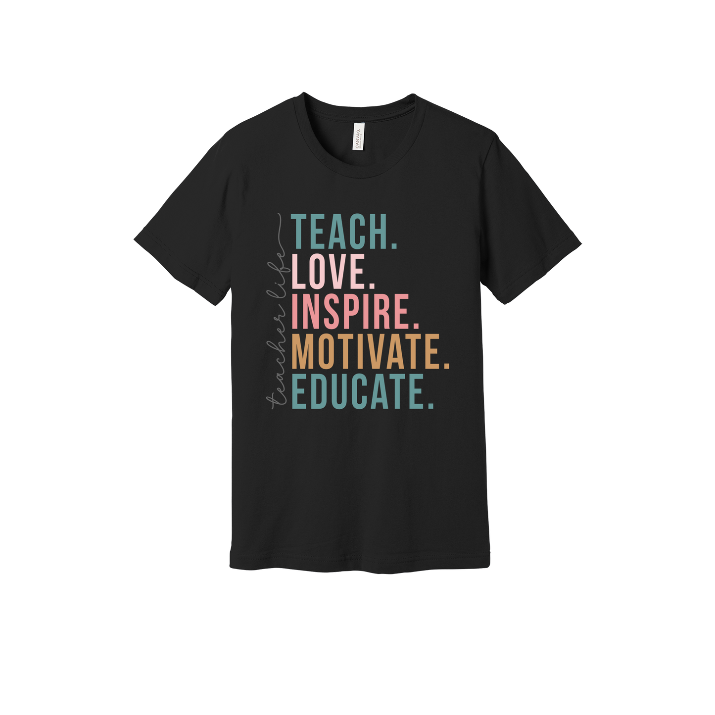Teacher Life Apparel — black adult-tee front