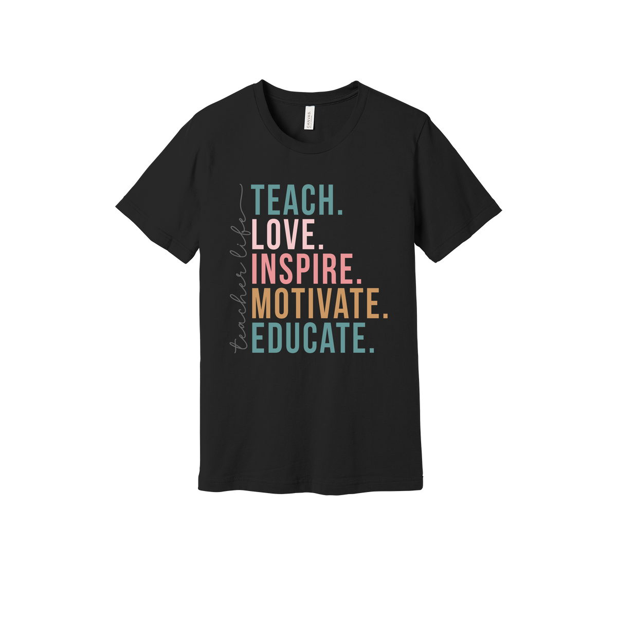 Teacher Life Apparel — black adult-tee front