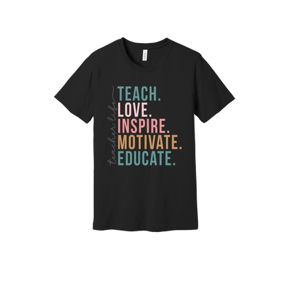Teacher Life Apparel — black adult-tee front