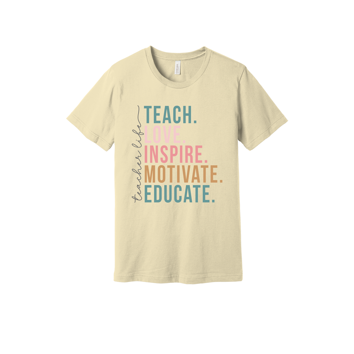 Teacher Life Apparel — tan adult-tee front
