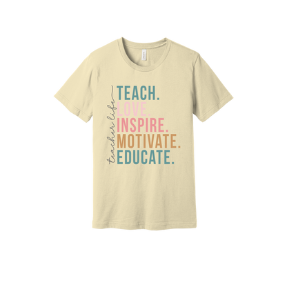 Teacher Life Apparel — tan adult-tee front
