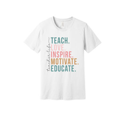 Teacher Life Apparel — white adult-tee front