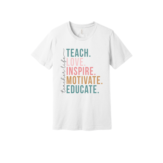 Teacher Life Apparel — white adult-tee front