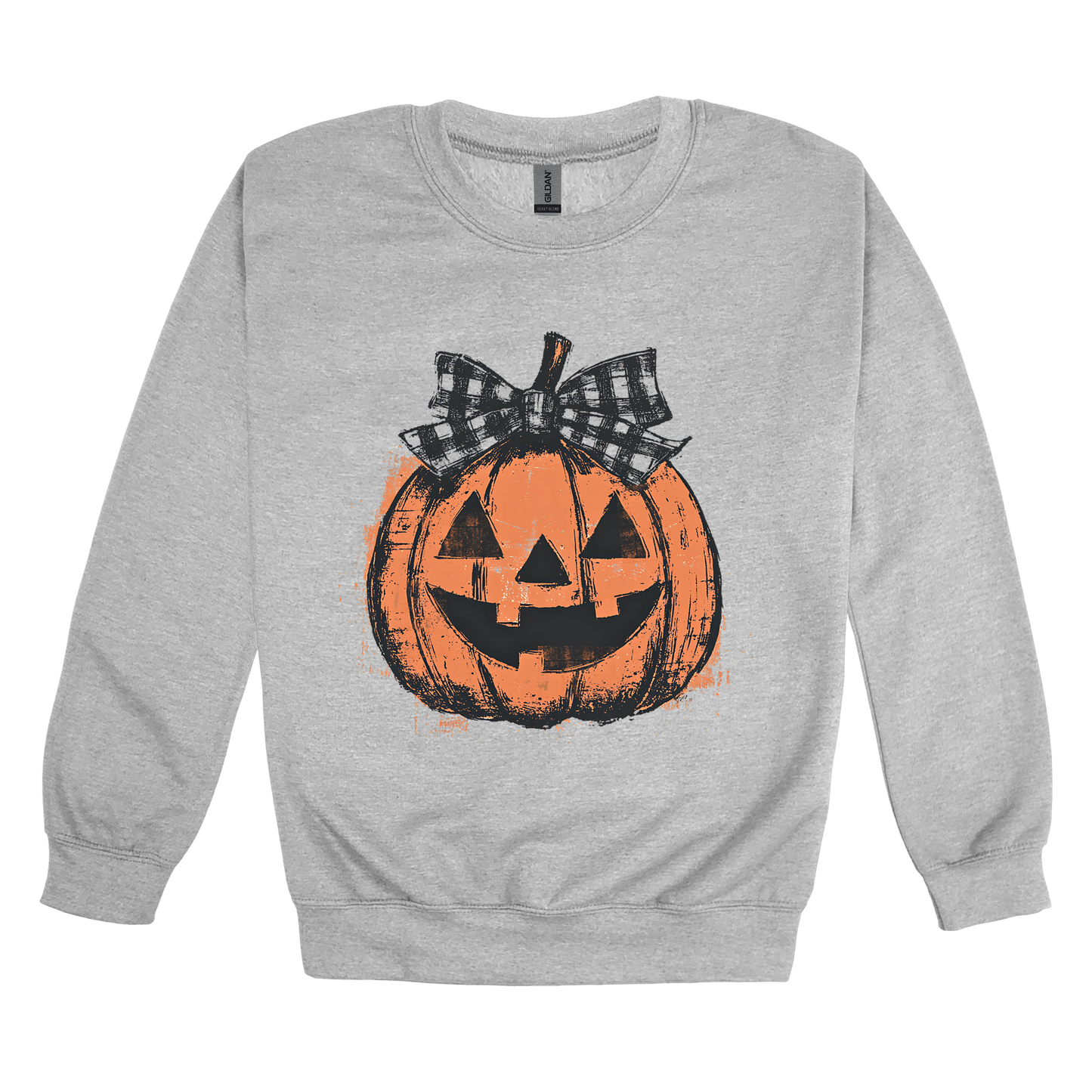 Pumpkin Face Apparel — gray adult-crewneck front