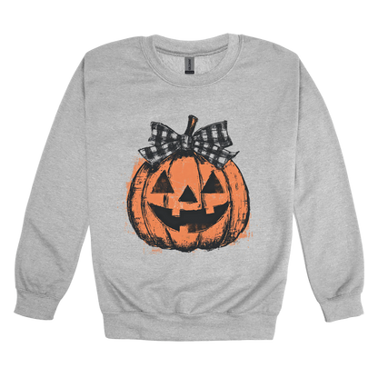 Pumpkin Face Apparel — gray adult-crewneck front