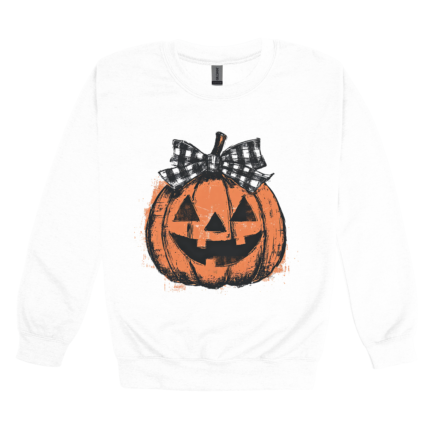 Pumpkin Face Apparel — white adult-crewneck front