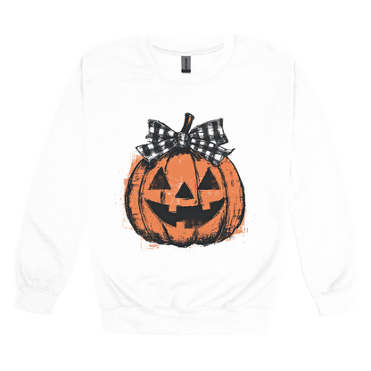 Pumpkin Face Apparel — white adult-crewneck front