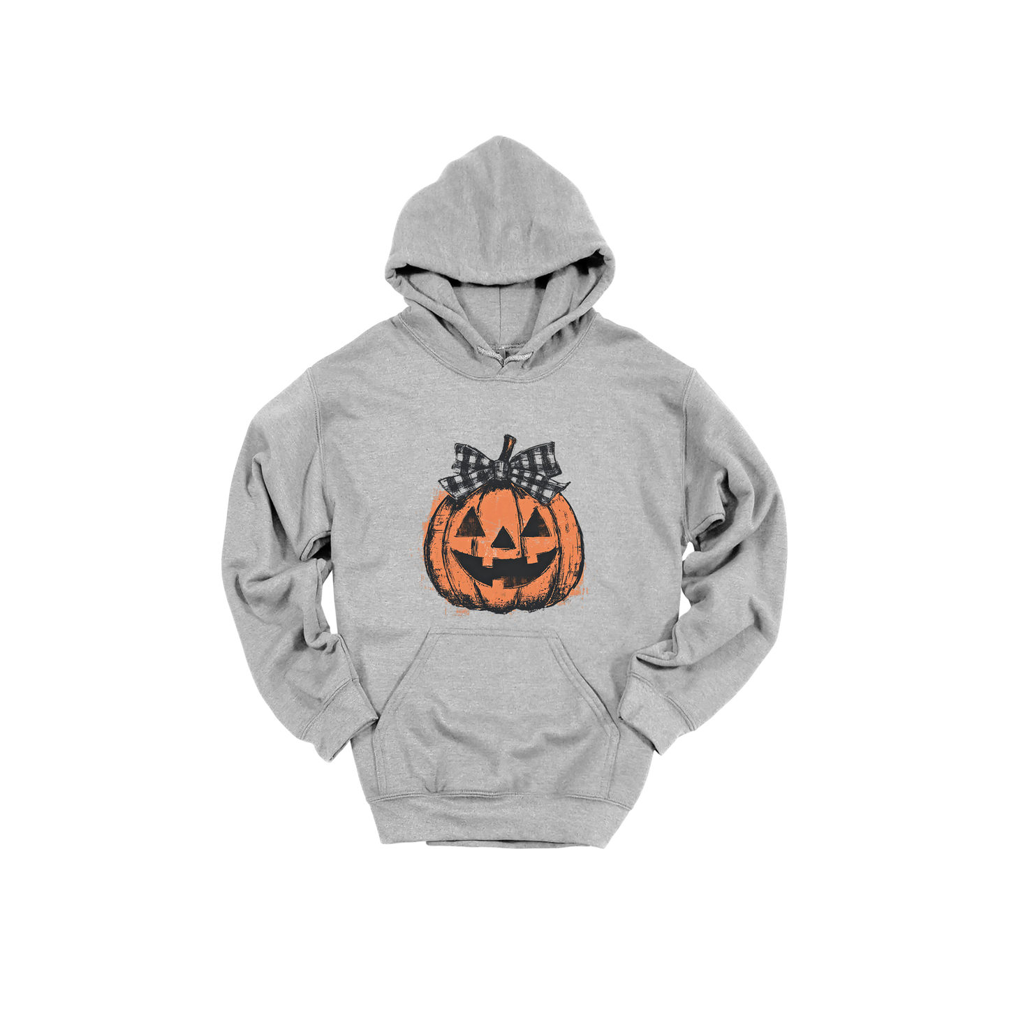Pumpkin Face Apparel — gray adult-hoodie front